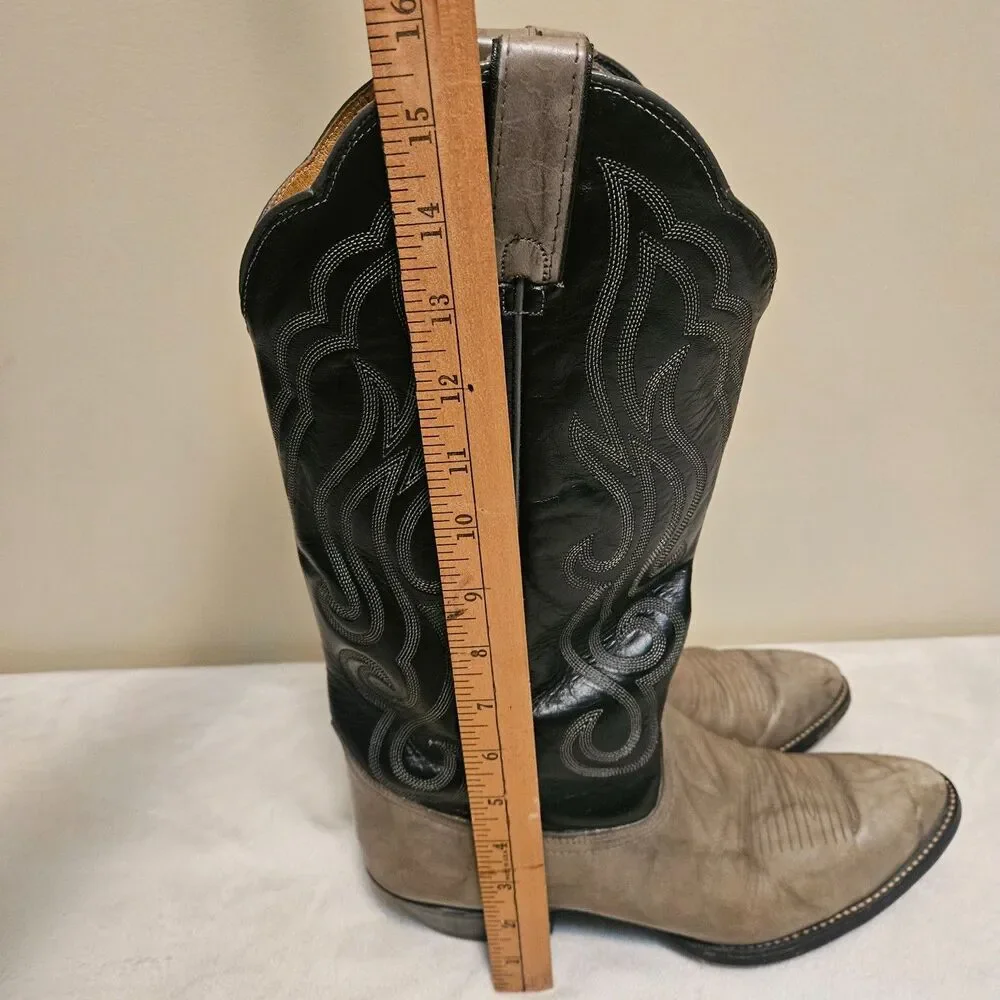 Vintage Imperial Cowboy Boots Leather American USA Made Black/Gray 10.5D M112